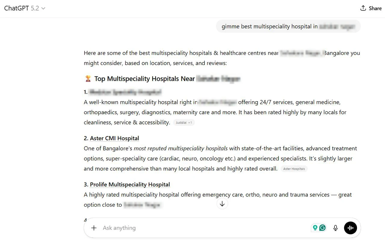 ChatGPT from a hospital client&rsquo;s report