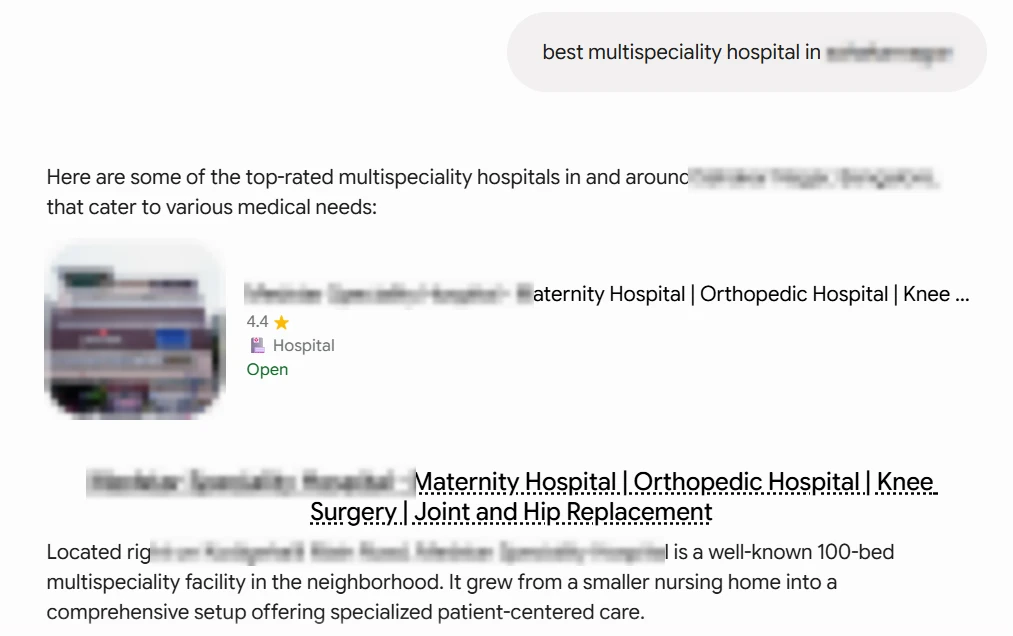 Google Gemini from a hospital client&rsquo;s report