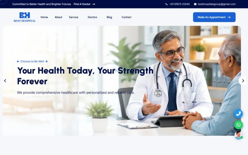 Best Hospital website home page, built by Brand Elite