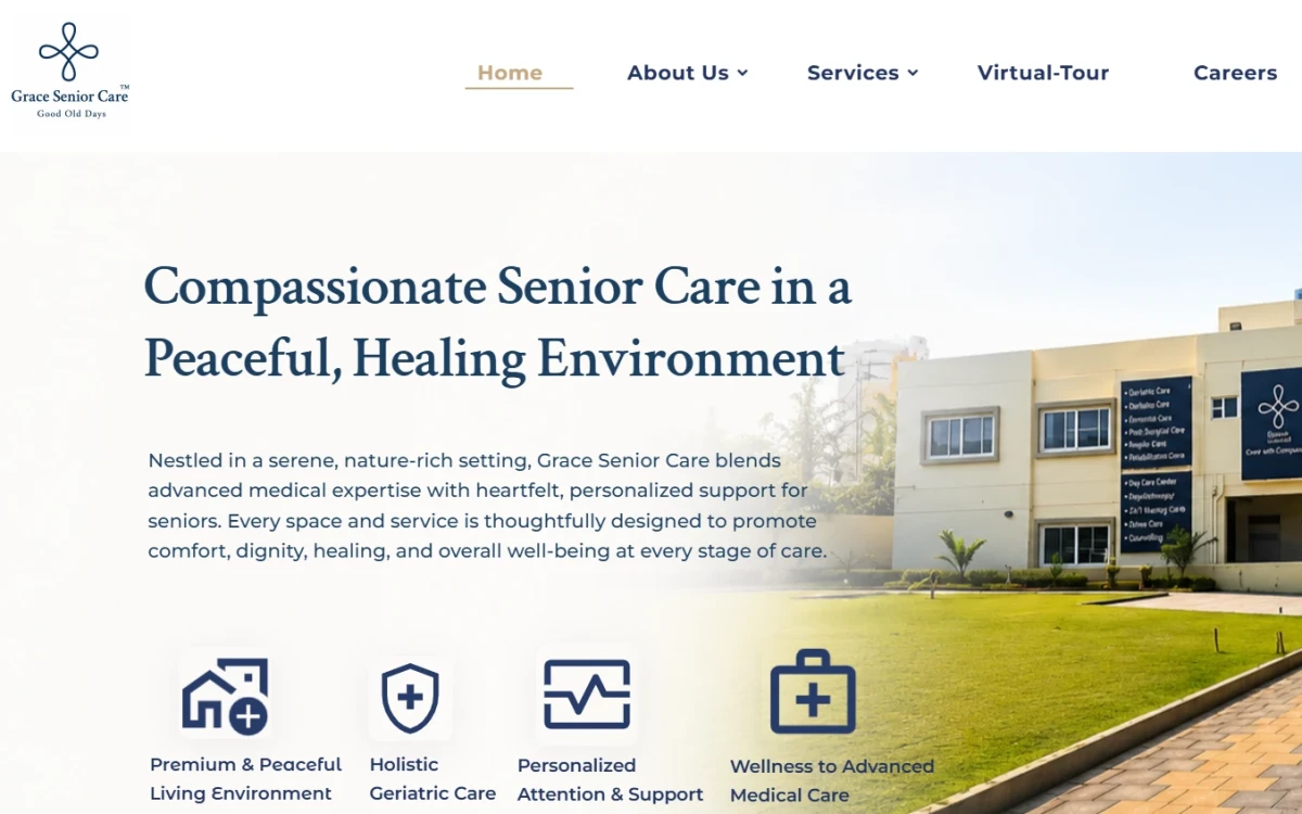Grace Senior Care website home page, built by Brand Elite