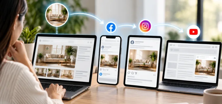 The same product ad following a visitor across Facebook, Instagram and YouTube on different screens